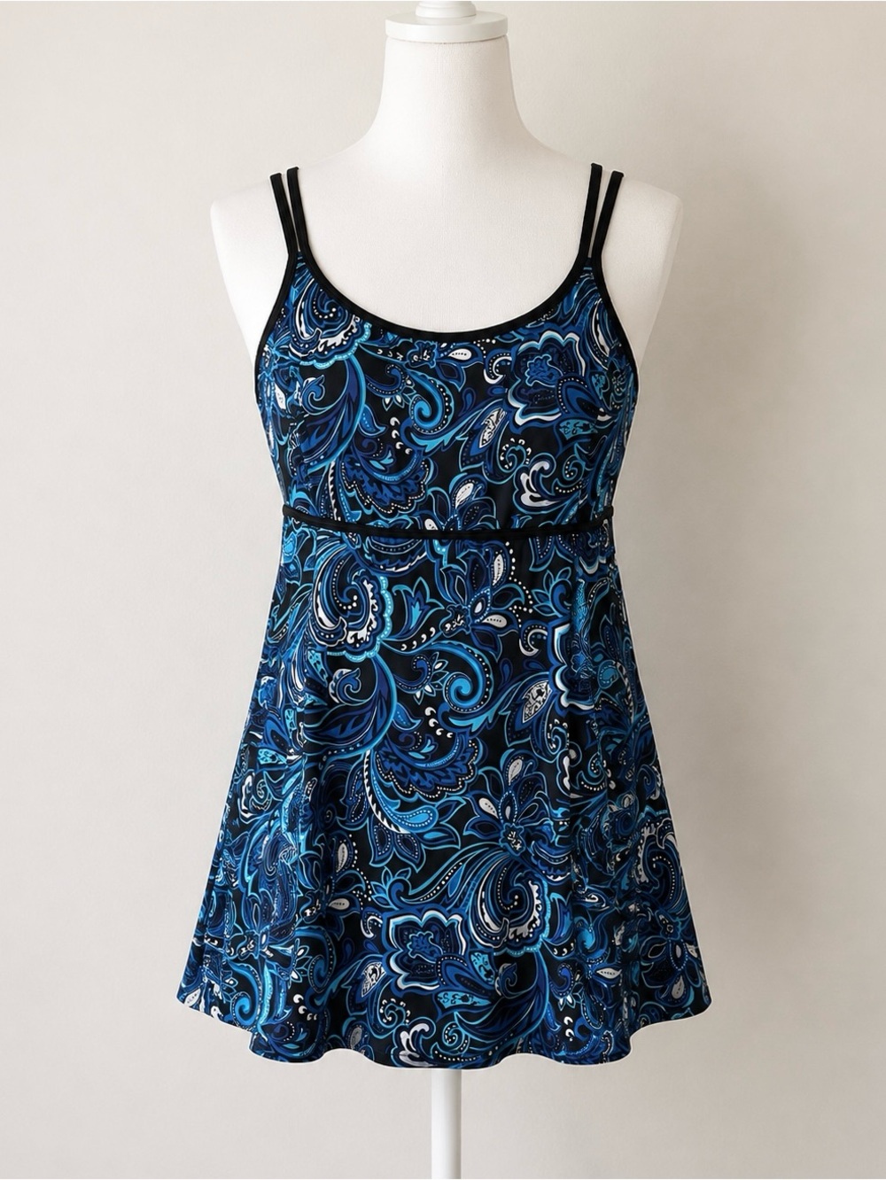Robby Len Swimfashions Blue Paisley Swim Dress-Sz XL